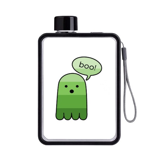 Green Boo Ghost Halloween Flat Water Bottles