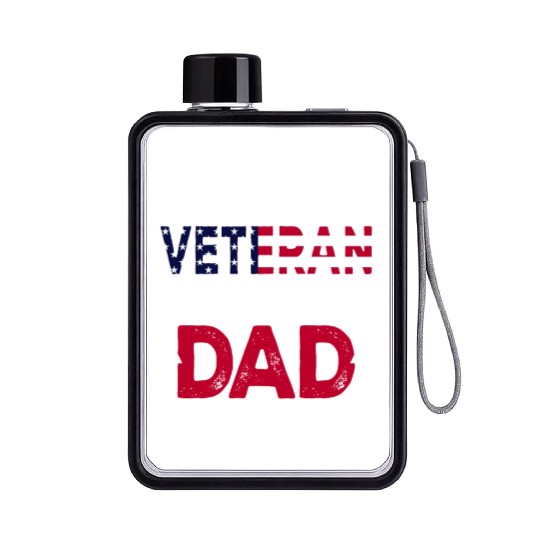 US Veteran Dad Veterans Day Patriotic American Fla Flat Water Bottles