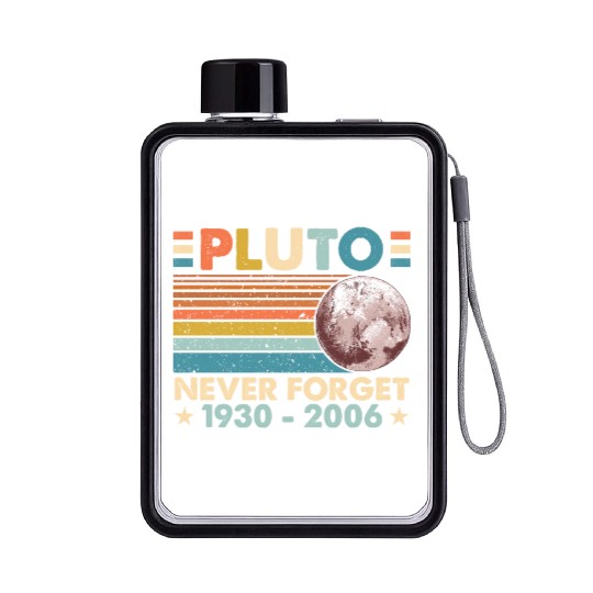Pluto Never Forget Astronomy Space Science Nerd Flat Water Bottles