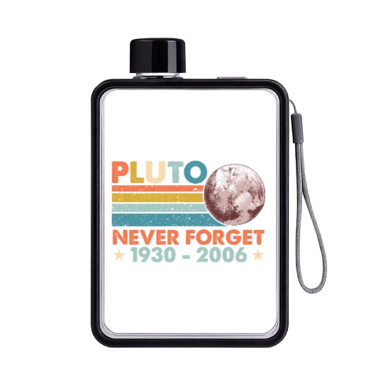 Pluto Never Forget Astronomy Space Science Nerd Flat Water Bottles