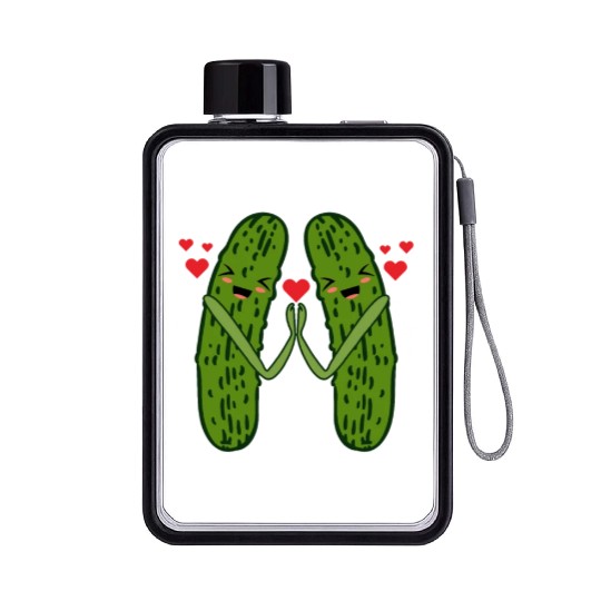 Sweet Couple Pickle Flat Water Bottles