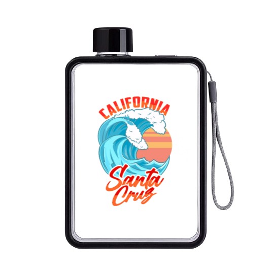Santa Cruz California Waves Surf Beach Flat Water Bottles
