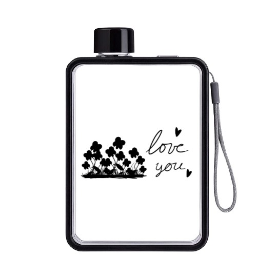 plants flowers i love you heart Flat Water Bottles