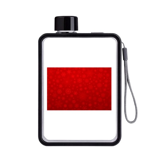 Abstract Red Snowflakes Pattern Flat Water Bottles
