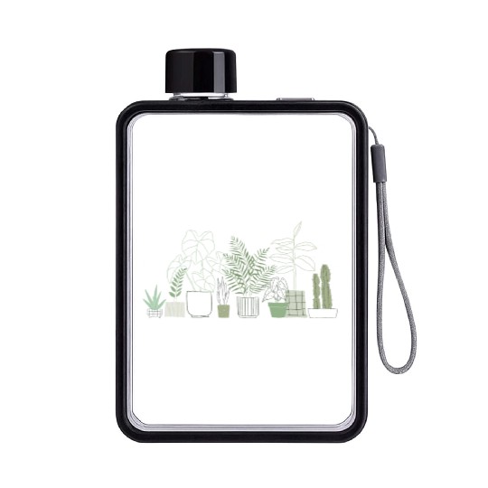 plants in pot and cactus for plant lover Flat Water Bottles