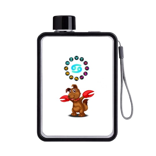 Funny Dog Lover Horoscope Cancer Zodiac Sign Cool Flat Water Bottles