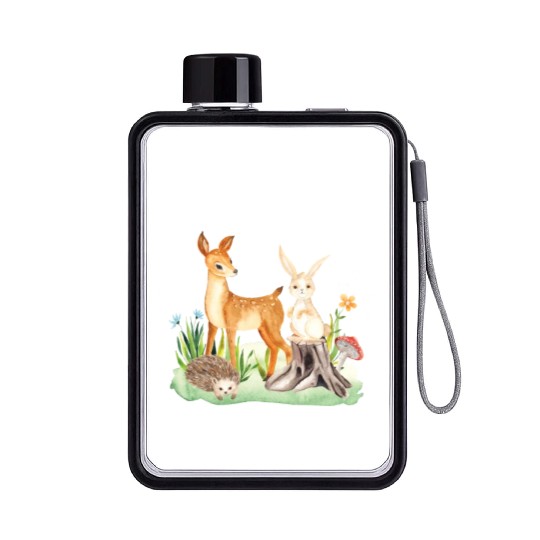 Animal deer rabbit hedgehog Charlotte Flat Water Bottles