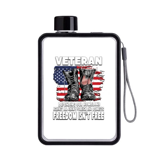 VETERAN PROTECTING AT HOME FREEDOM ISNT FREE Flat Water Bottles