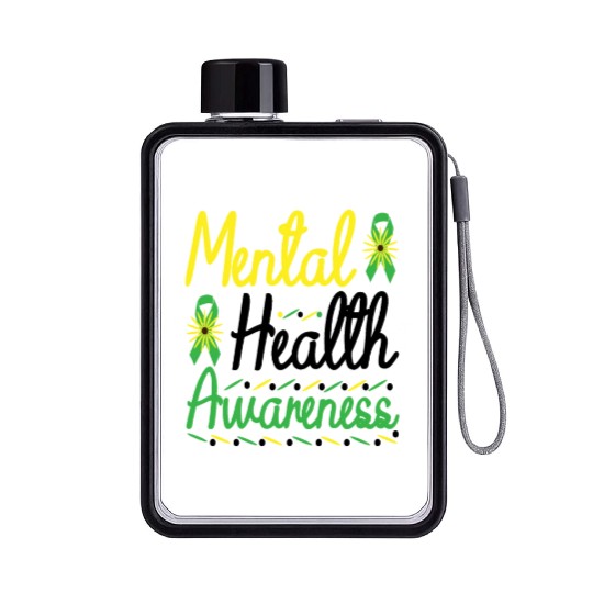 Mental Health Awareness Educating about Mental Flat Water Bottles