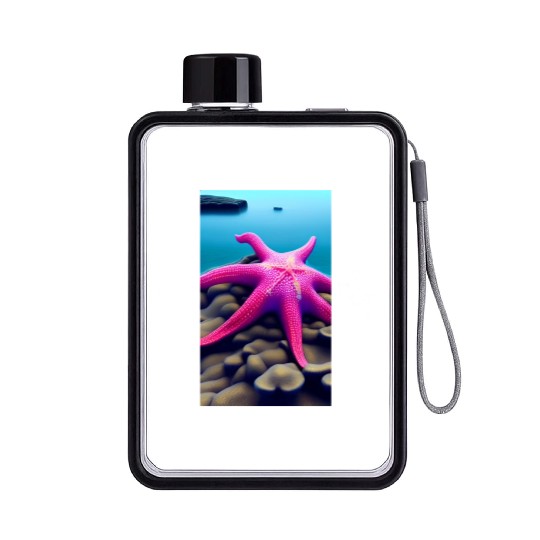 Pink starfish Flat Water Bottles