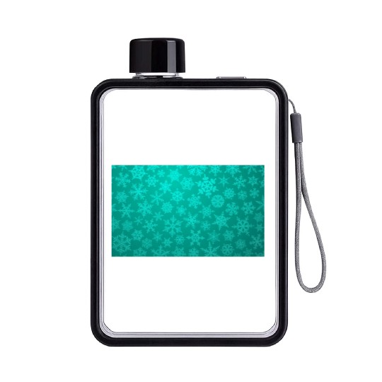 Teal Snowflakes Christmas Pattern Flat Water Bottles