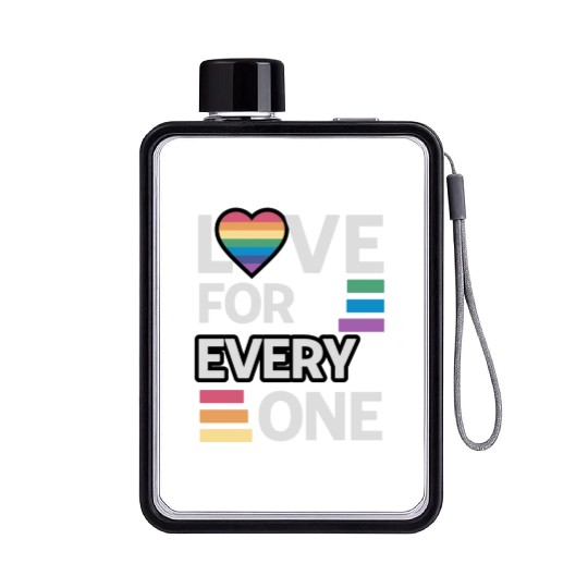 Rainbow unisex love for everyone Flat Water Bottles