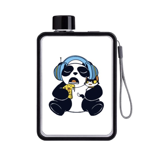 snack, slice, crust, cheese, song, pet, animals Flat Water Bottles