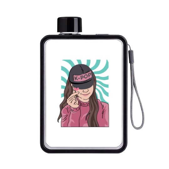 K-POP Fanatic Korean or Asian Gift Flat Water Bottles