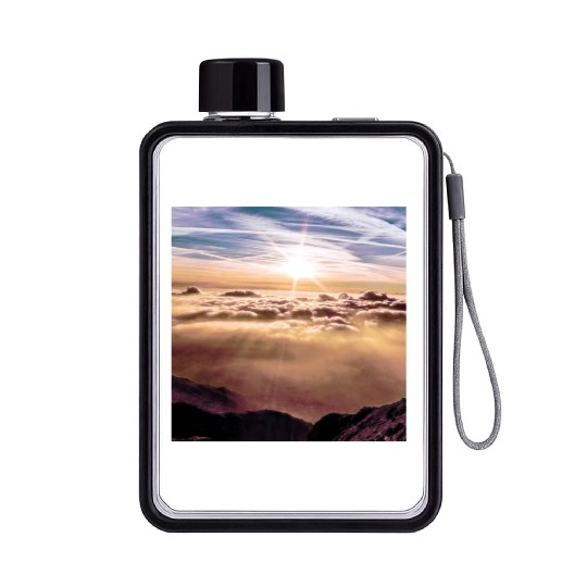 dark blue ocean waves storm fantasy Flat Water Bottles