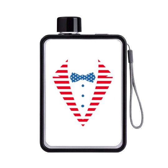 US American Flag Tuxedo Suit Tux 4th Of July Flat Water Bottles