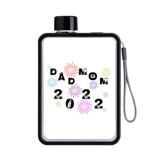 Dad and mom 2022 party funny birthday fireworks Flat Water Bottles