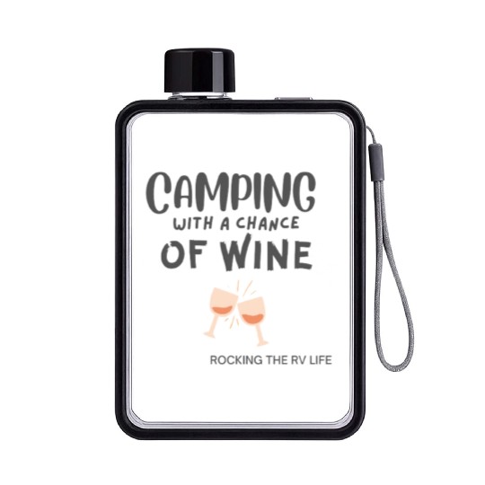 Camping With a Chance of Wine Flat Water Bottles