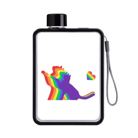 Ally Cat Purride Gift Funny Cat Gay Pride Ally Cat Flat Water Bottles