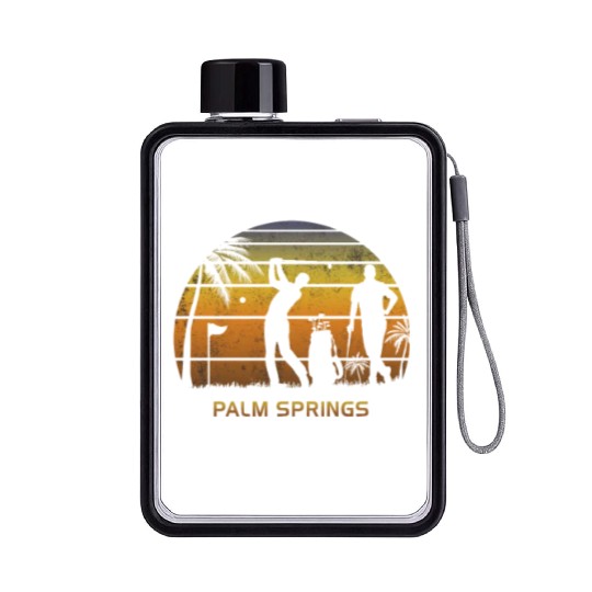Retro Palm Springs Golf Golfing Fan Golfer Gift Flat Water Bottles