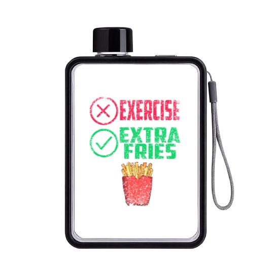 Exercise Extra Fries Workout Chips Gym Flat Water Bottles