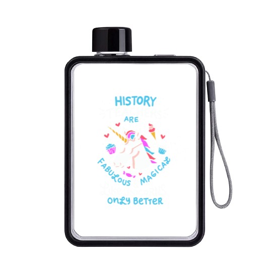 School Unicorn Funny Saying History Teacher Gift Flat Water Bottles