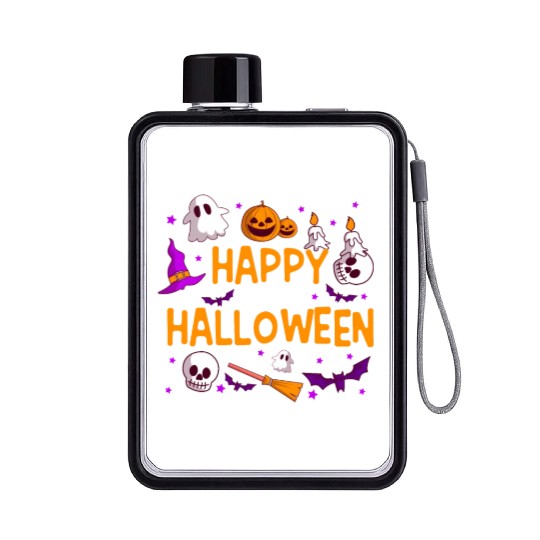 Pumpkin Lantern Skull Ghost Happy Halloween Flat Water Bottles