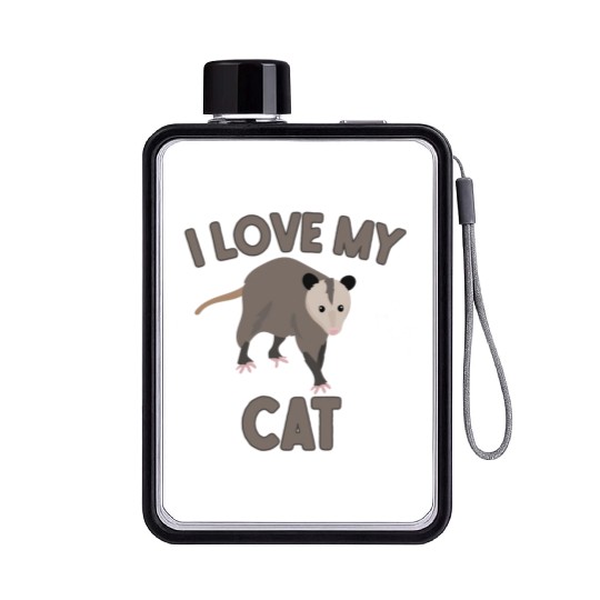 I Love My Cat Possum Flat Water Bottles