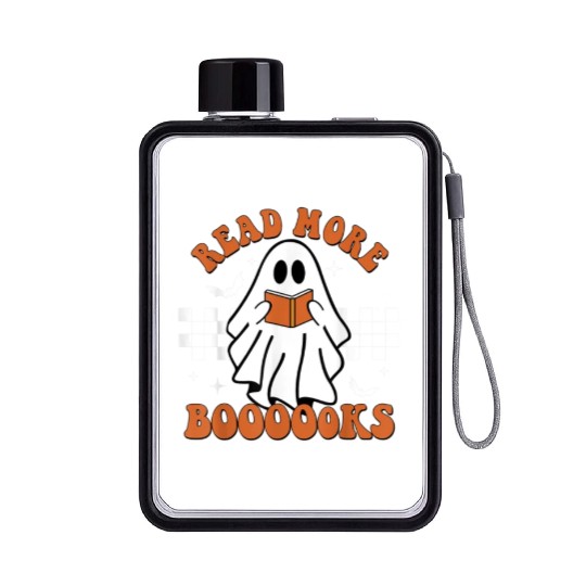 Cute Booooks Ghost Read More Books Funny Teacher Flat Water Bottles