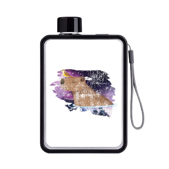 Distressed Capybara And Bird Nature Animal Rodent Flat Water Bottles