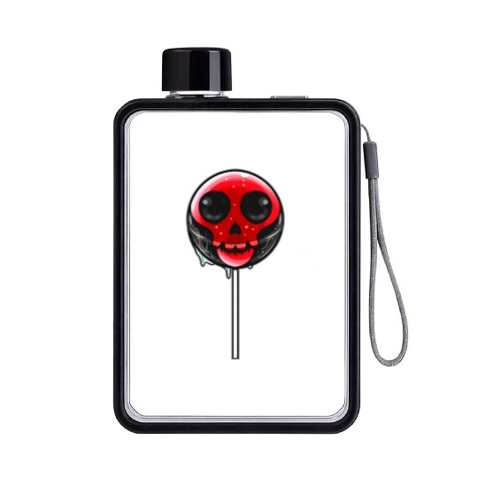 Red Skull Lollipop Trick Or Treat Halloween Flat Water Bottles