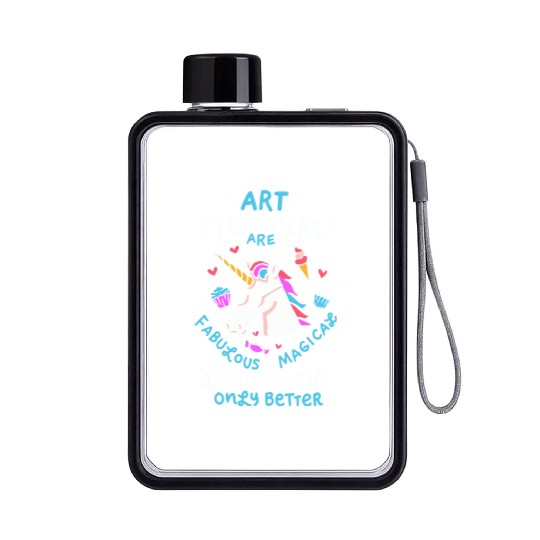 Art teacher gift art teacher school unicorn Flat Water Bottles