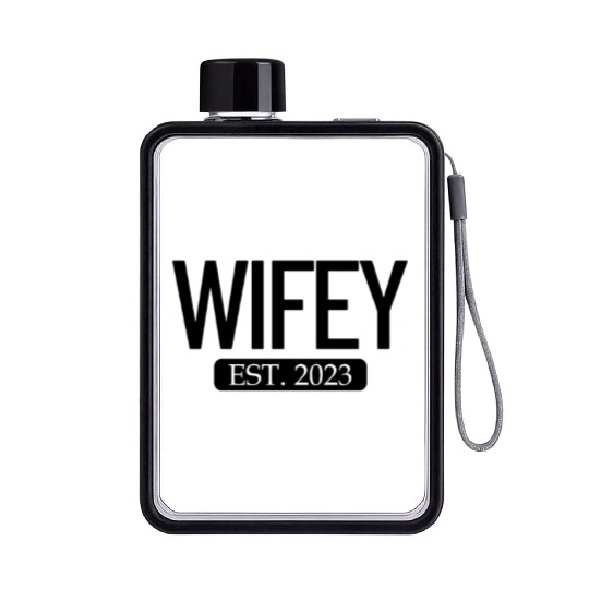 Wifey Est. 2023 Matching Couple Newlywed Marriedwi Flat Water Bottles