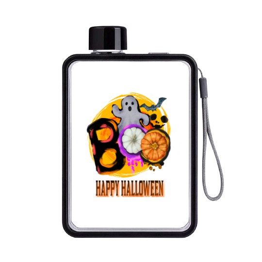 Happy Halloween. Flat Water Bottles