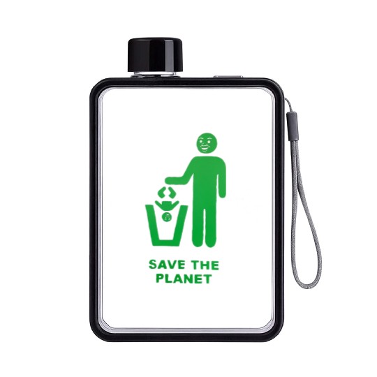 save the planet Flat Water Bottles