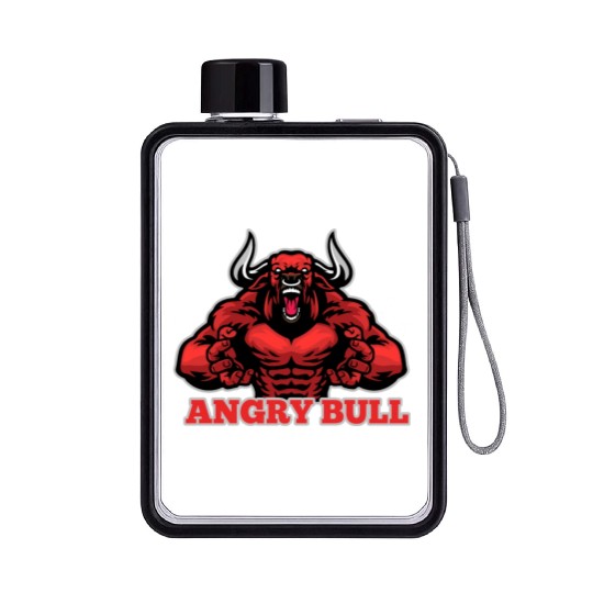 Angry Bull Design Flat Water Bottles
