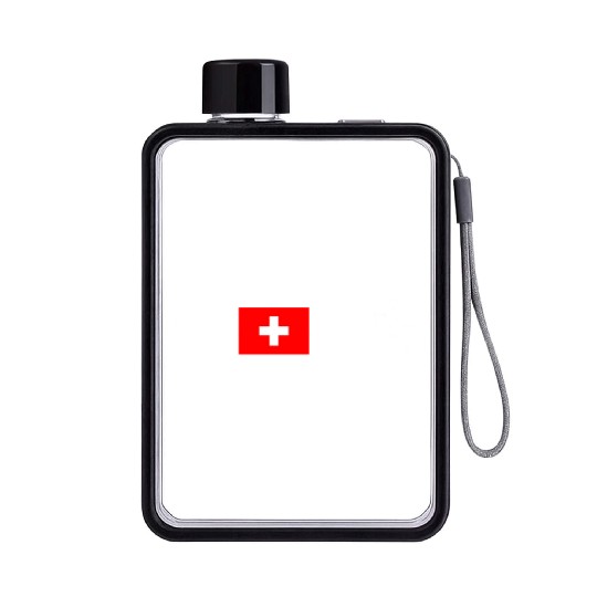 Switzerland Flag Heartbeat Flat Water Bottles