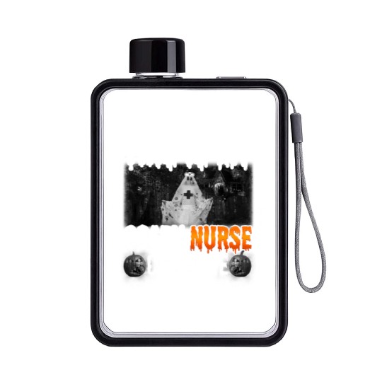 Scary Nurse Costume Funny Halloween Angry Boo Flat Water Bottles