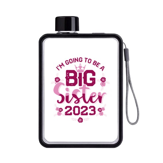 Big Sis 2023 - Big Sister Baby Family Birth Girl Flat Water Bottles