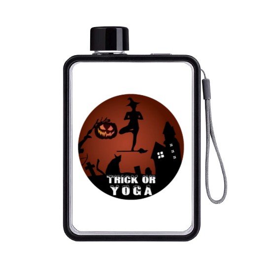 yoga trick halloween pumpkin costume creepy funny Flat Water Bottles