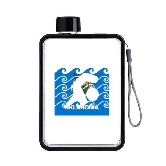 Oklahoma Flag Swimming Team Swim Swimmer US State Flat Water Bottles