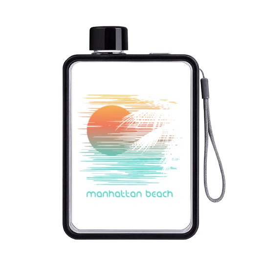 Artistic Manhattan Beach California Palm Tree Flat Water Bottles