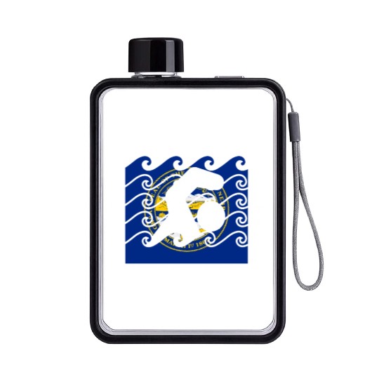 Nebraska Flag Swimming Team Swim Swimmer US State Flat Water Bottles