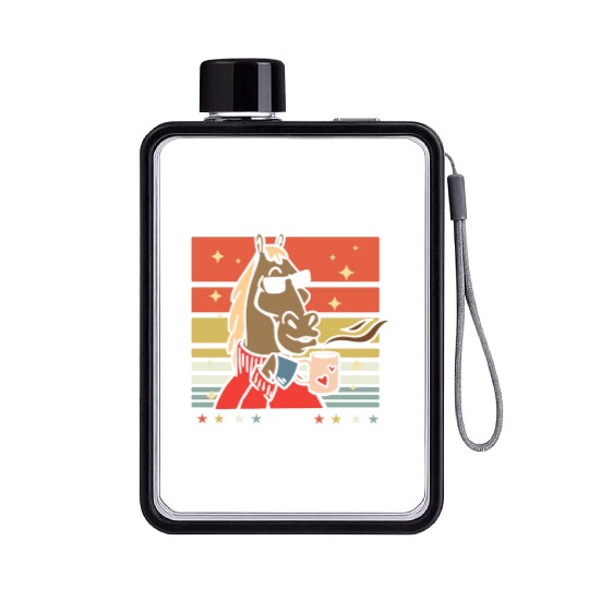 Horse Riding Sunglasses Coffee Flat Water Bottles