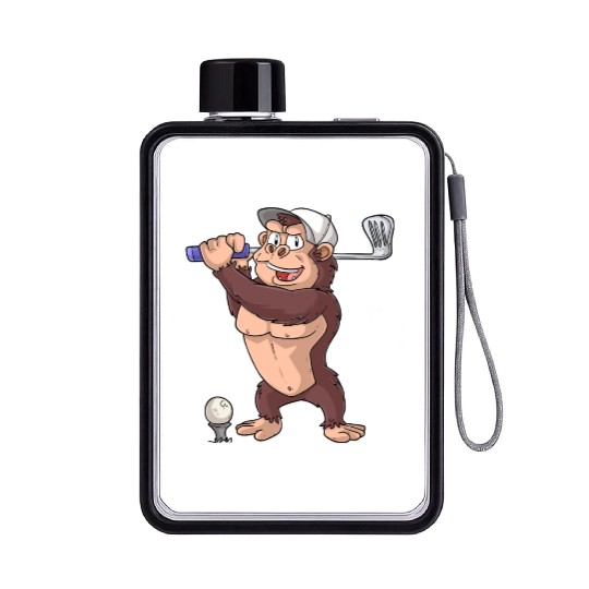 Golfing Monkey Flat Water Bottles