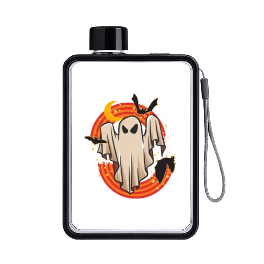 Halloween Theme Cute Ghost Bat Rainbow Coffee Flat Water Bottles