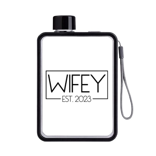 Wifey Est. 2023 Matching Couple Newlywed Marriedwi Flat Water Bottles