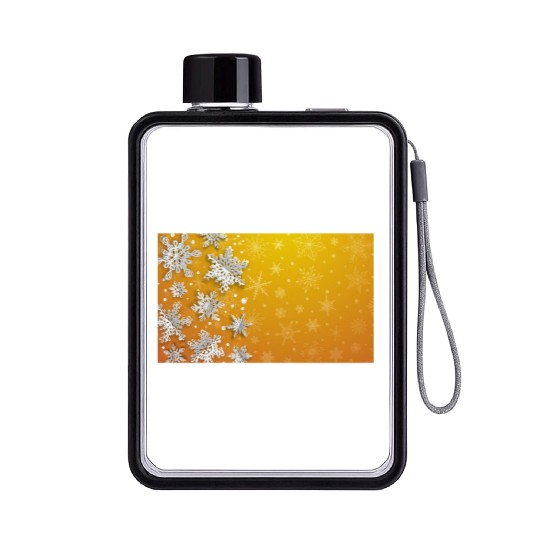 Elegant Christmas Snowflakes Pattern Orange Flat Water Bottles