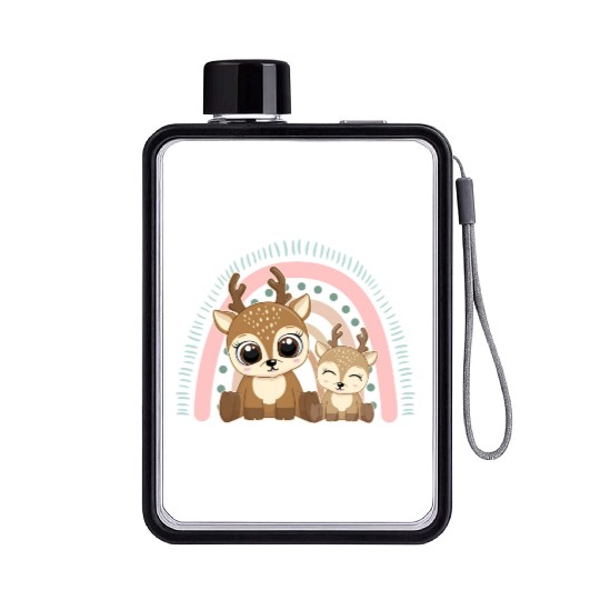 Baby Reindeer Christmas Big Sister Rainbow Boho Flat Water Bottles
