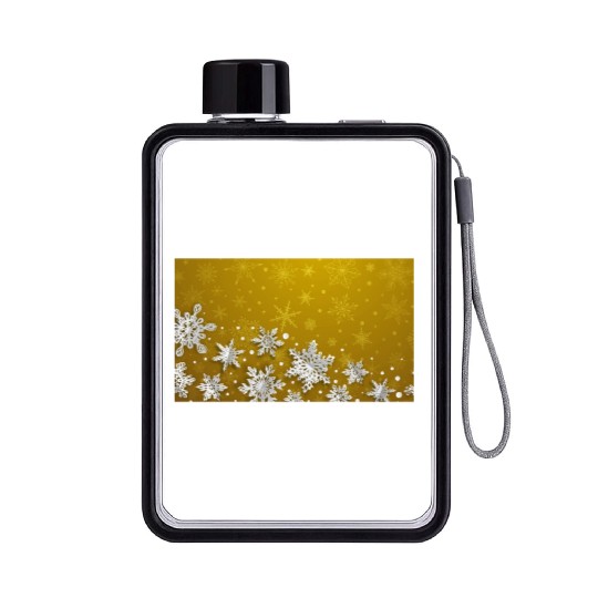 Modern Yellow Snowflakes Pattern Flat Water Bottles